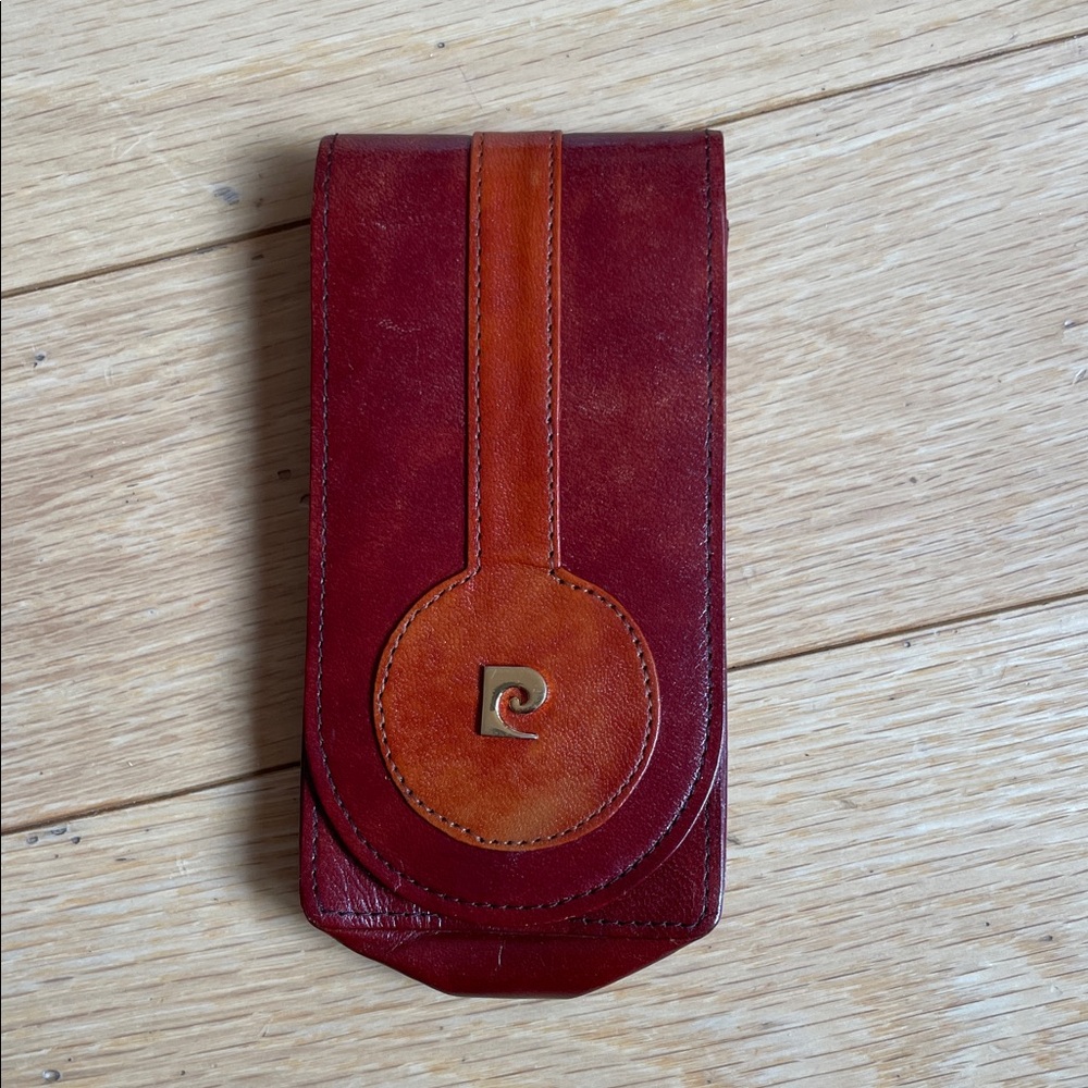 Vintage Pierre Cardin Red and Brown Leather Case made in Japan and Italy